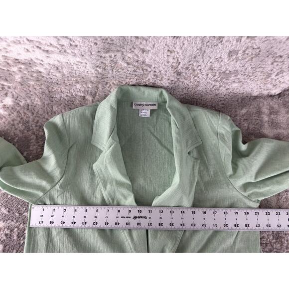 Cathy Daneils Size M Career Notched Blazer Jacket Green Single Button V Neck - Picture 4 of 9